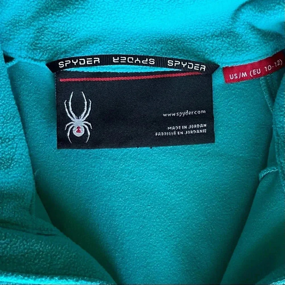 SPYDER Aqua Shimmer Bug Half Zip Velour Fleece w/Rhinestones Sz M (10-12) - Picture 5 of 5
